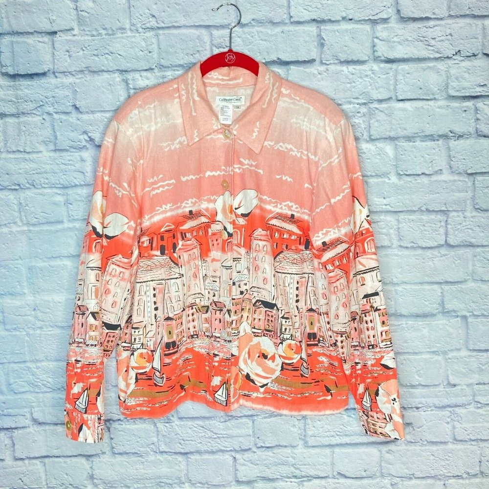 Coldwater Creek 1X Pink French Seaside Town Blazer